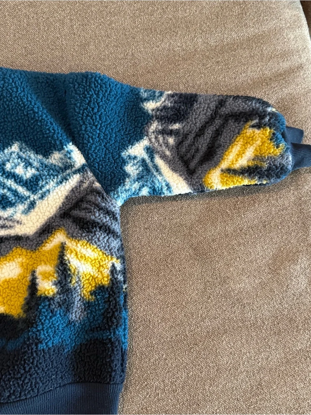 Toddler’s Blue Mountain Fleece Sweater with Yellow Accents